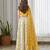 Yellow printed satin lehenga