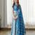 Blue printed satin lehenga