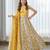 Yellow printed satin lehenga