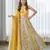 Yellow printed satin lehenga