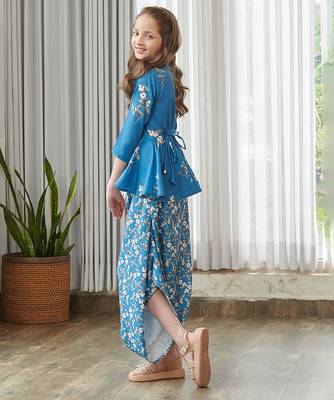 Blue printed cotton co ord set 4
