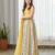 Yellow printed satin lehenga