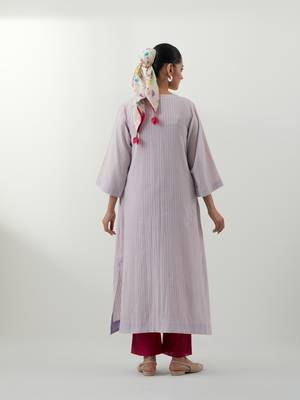 Lavender plain cotton kurta set 2