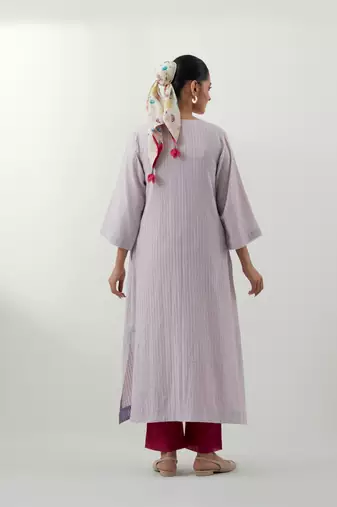 Lavender plain cotton kurta set