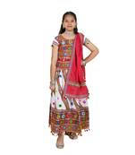 Kutchi emboidered white girls chaniya choli with dupatta (tcc-wave) - white