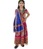 Kutchi emboidered pink girls chaniya choli with dupatta (tcc-ring) - pink
