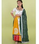 Kutchi embroidered black girls chaniya choli with dupatta (cc-fncy) - white