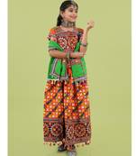 Girls kutch work embroidered lehenga choli set with dupatta (tcc-bwr) - orange