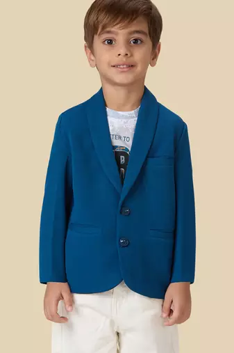 full sleeves blazer set with graphic printed t-shirt - teal