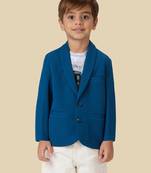 full sleeves blazer set with graphic printed t-shirt - teal