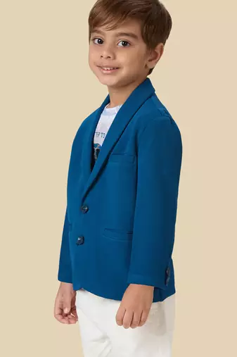 full sleeves blazer set with graphic printed t-shirt - teal