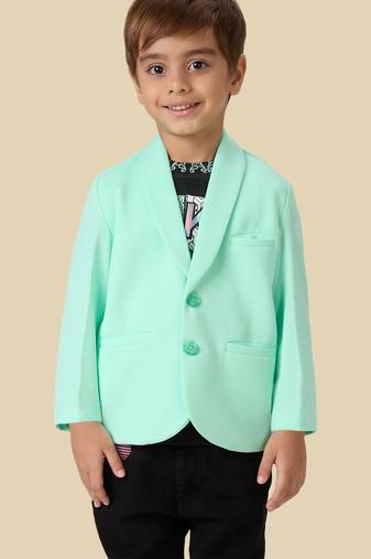 full sleeves blazer set with graphic printed t-shirt - fluorescent green