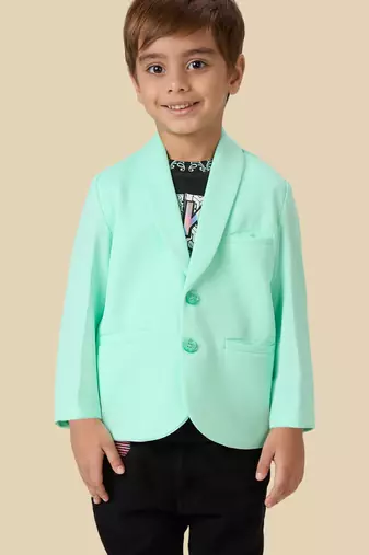 full sleeves blazer set with graphic printed t-shirt - fluorescent green