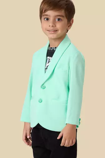 full sleeves blazer set with graphic printed t-shirt - fluorescent green