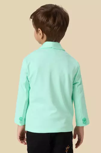 full sleeves blazer set with graphic printed t-shirt - fluorescent green