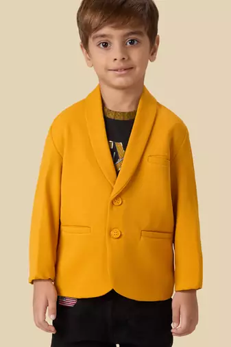 full sleeves blazer set with graphic printed t-shirt - orange