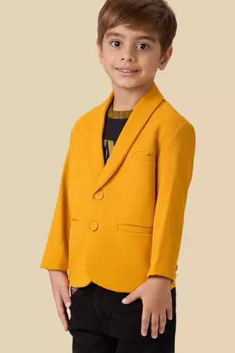 full sleeves blazer set with graphic printed t-shirt - orange