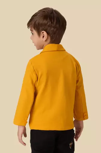 full sleeves blazer set with graphic printed t-shirt - orange