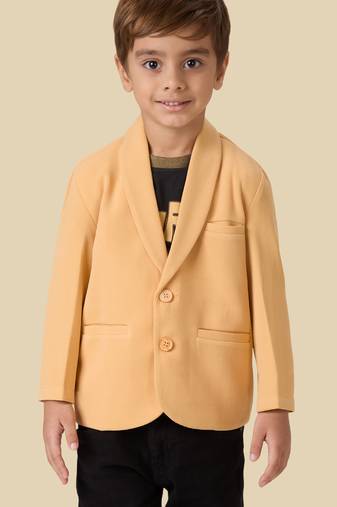 full sleeves blazer set with graphic printed t-shirt - beige