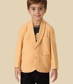 full sleeves blazer set with graphic printed t-shirt - beige