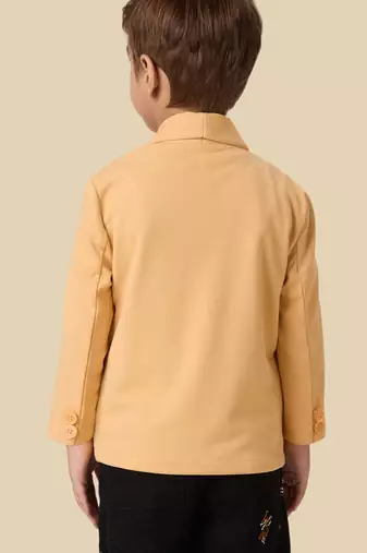full sleeves blazer set with graphic printed t-shirt - beige