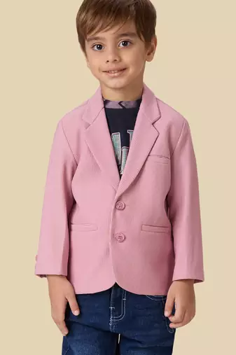 full sleeves blazer set with graphic printed t-shirt - pink