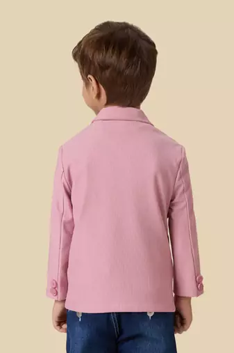 full sleeves blazer set with graphic printed t-shirt - pink