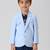 full sleeves blazer set with graphic printed t-shirt - sky blue