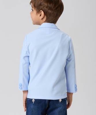 full sleeves blazer set with graphic printed t-shirt - sky blue 2