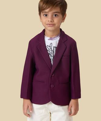 full sleeves blazer set with graphic printed t-shirt - wine 1