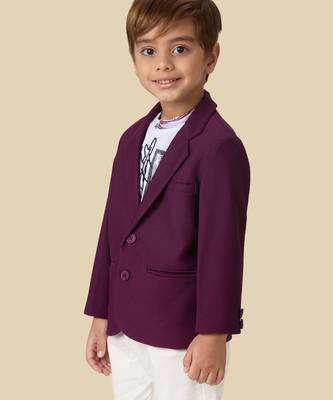 full sleeves blazer set with graphic printed t-shirt - wine 2