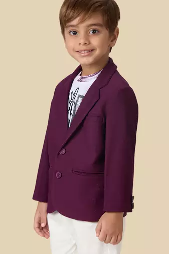 full sleeves blazer set with graphic printed t-shirt - wine
