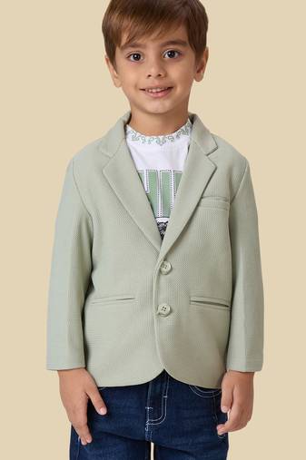 full sleeves blazer set with graphic printed t-shirt - pista green
