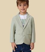 full sleeves blazer set with graphic printed t-shirt - pista green