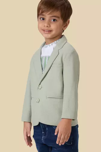 full sleeves blazer set with graphic printed t-shirt - pista green