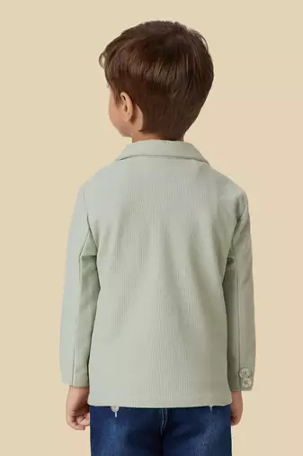 full sleeves blazer set with graphic printed t-shirt - pista green
