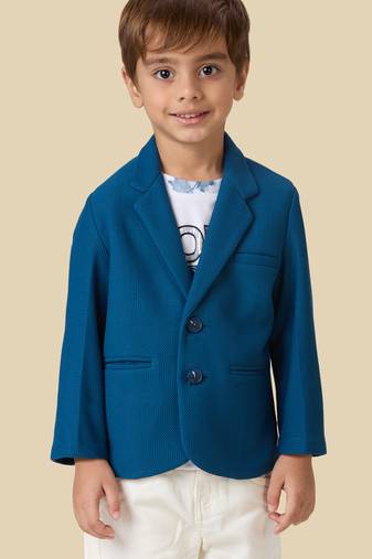 full sleeves blazer set with graphic printed t-shirt - navy blue