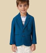 full sleeves blazer set with graphic printed t-shirt - navy blue