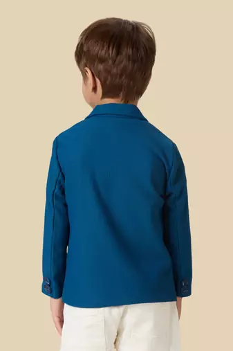 full sleeves blazer set with graphic printed t-shirt - navy blue