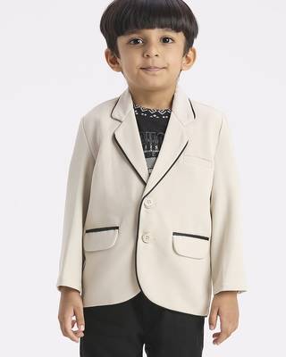 full sleeves blazer set with graphic printed t-shirt - cream 1
