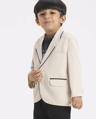 full sleeves blazer set with graphic printed t-shirt - cream 2