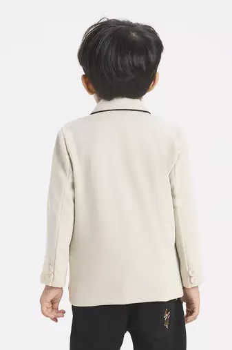 full sleeves blazer set with graphic printed t-shirt - cream