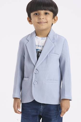 full sleeves blazer set with graphic printed t-shirt - sky blue