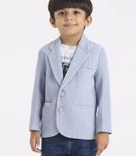 full sleeves blazer set with graphic printed t-shirt - sky blue