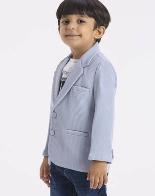 full sleeves blazer set with graphic printed t-shirt - sky blue 2