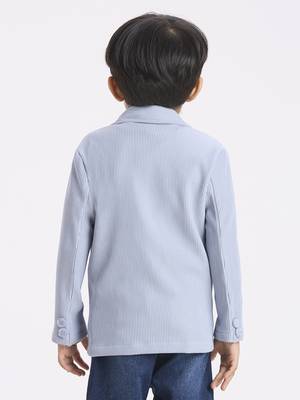 full sleeves blazer set with graphic printed t-shirt - sky blue 3