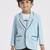 full sleeves blazer set with graphic printed t-shirt - teal blue
