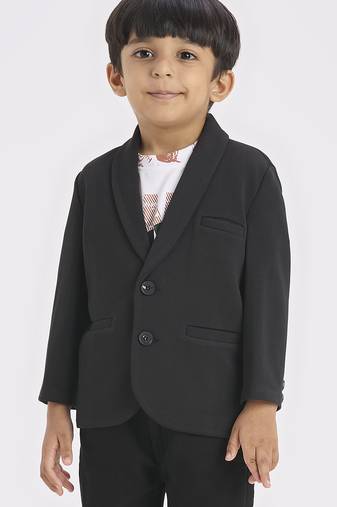 full sleeves blazer set with graphic printed t-shirt - black