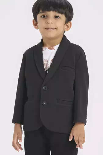 full sleeves blazer set with graphic printed t-shirt - black