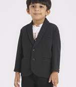 full sleeves blazer set with graphic printed t-shirt - black